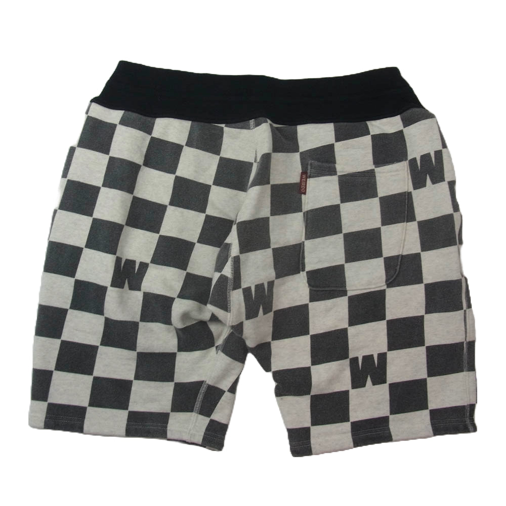 WEIRDO ウィアード WRD-15-SS-26 CHECKER チェッカー スウェット ショーツ ハーフ パンツ ブラック系 ホワイト系 XL【中古】