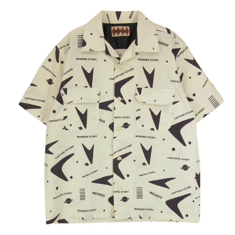 WEIRDO ウィアード 12SS WRD-12-SS-09 WRD ATOMIC SH-S アトミック 宇宙 スぺース 総柄 オープン 半袖 シャツ ホワイト系 2Xl【中古】