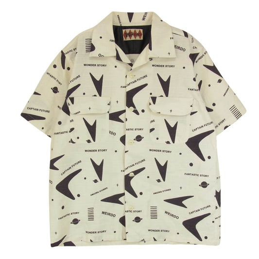 WEIRDO ウィアード 12SS WRD-12-SS-09 WRD ATOMIC SH-S アトミック 宇宙 スぺース 総柄 オープン 半袖 シャツ ホワイト系 2Xl【中古】
