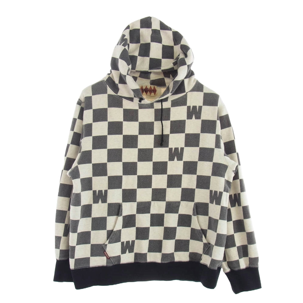 WEIRDO ウィアード WRD-14-AW-14 CHECKER SWEAT HOODIE チェッカーパターン スウェット プルオーバーパーカー ブラック系 ホワイト系 XL【中古】