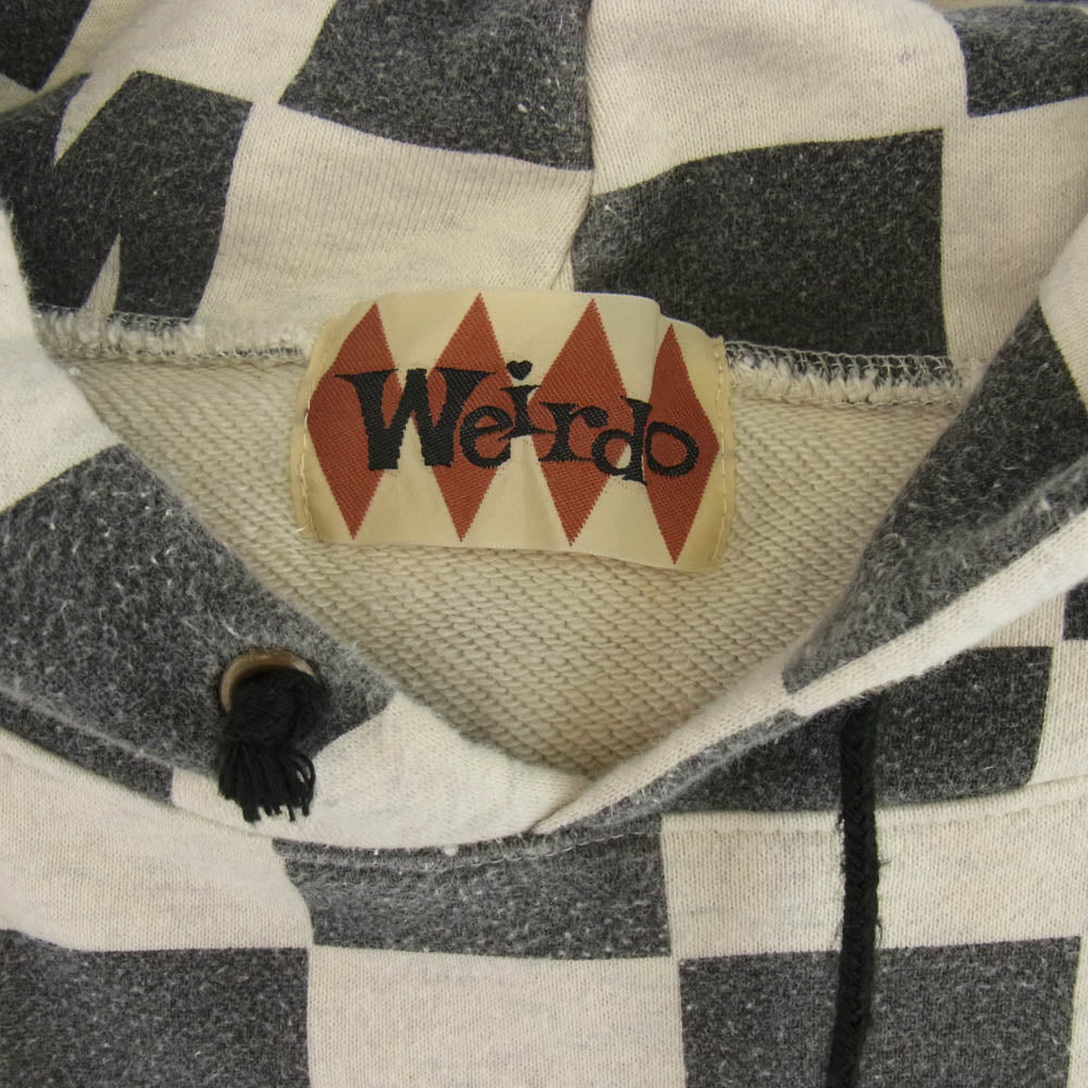 WEIRDO ウィアード WRD-14-AW-14 CHECKER SWEAT HOODIE チェッカーパターン スウェット プルオーバーパーカー ブラック系 ホワイト系 XL【中古】