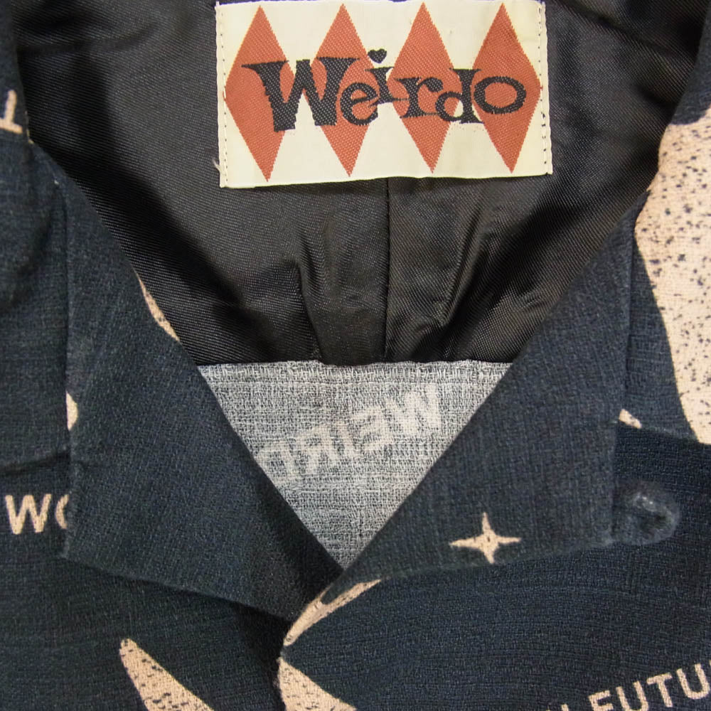 WEIRDO ウィアード WRD-12-SS-08 ATOMIC アトミック 総柄 コットン 長袖 シャツ ネイビー ブラック系 2XL【中古】