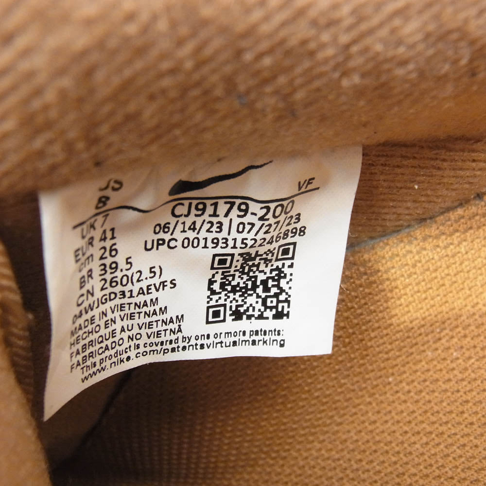 NIKE ナイキ CJ9179-200 Air Force 1 Low 07 WB Flax Wheat エアフォース1 ロー 07 WB フラックス ウィート ローカット スニーカー ライトブラウン系 26cm【中古】