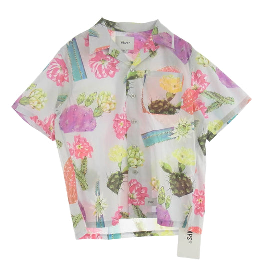 WTAPS ダブルタップス 24SS 241TQDT-SHM08 TXT 02 / SS / COTTON. BROADCLOTH コットン ブロード テキスタイル マルチカラー オープンカラー シャツ マルチカラー系 うすいブルーのようなグレー 01【新古品】【未使用】【中古】
