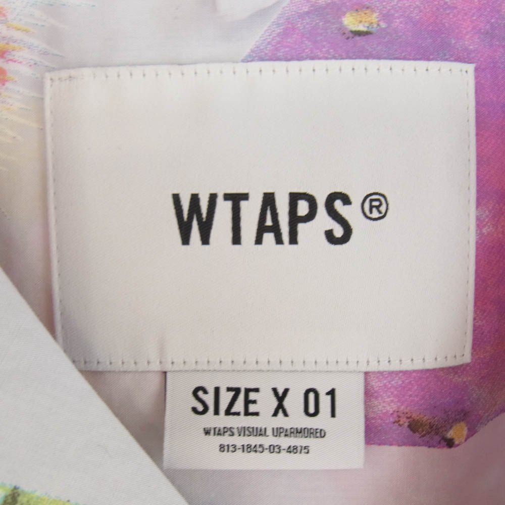 WTAPS ダブルタップス 24SS 241TQDT-SHM08 TXT 02 / SS / COTTON. BROADCLOTH コットン ブロード テキスタイル マルチカラー オープンカラー シャツ マルチカラー系 うすいブルーのようなグレー 01【新古品】【未使用】【中古】