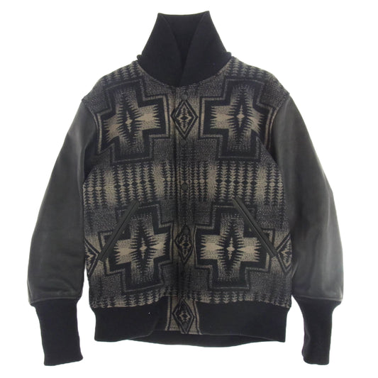 Hender Scheme エンダースキーマ × PENDLETON ペンドルトン STADIUM JUMPER スタジアム ジャンパー レザー スタジャン ブラック系 S【中古】