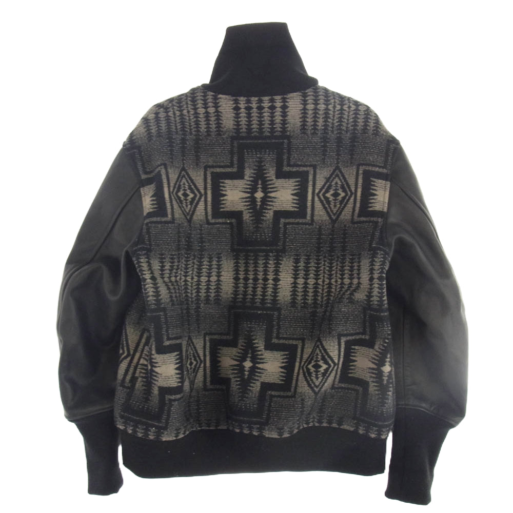 Hender Scheme エンダースキーマ × PENDLETON ペンドルトン STADIUM JUMPER スタジアム ジャンパー レザー スタジャン ブラック系 S【中古】