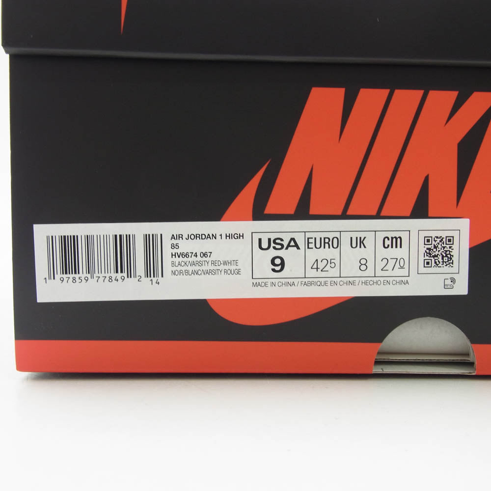 NIKE AIR JORDAN ナイキ ジョーダン HV6674-067 フェイクバスターズ鑑定済 Air Jordan 1 High 85 Bred AJ1 エアジョーダン ハイ ブレッド スニーカー ブラック系 レッド系 27cm【新古品】【未使用】【中古】