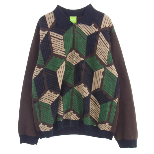 HUF ハフ KN00406 DIMENSIONS ZIP SWEATER ジップ ニット セーター ブラウン系 マルチカラー系 XL【中古】