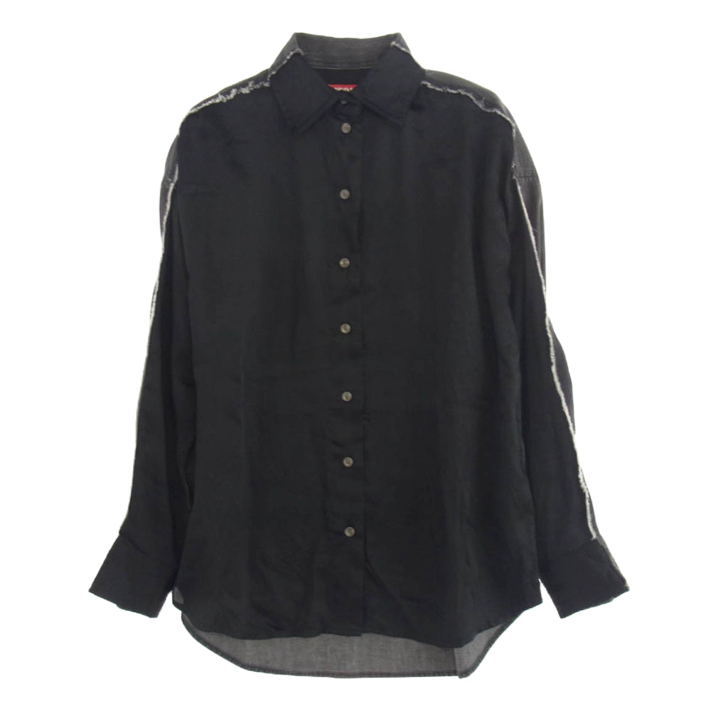 DIESEL ディーゼル S-DOU-DNM-FL S-DOU-DNM-FL デニム 切替 レーヨン 長袖 シャツ ブラック系 グレー系 38【美品】【中古】