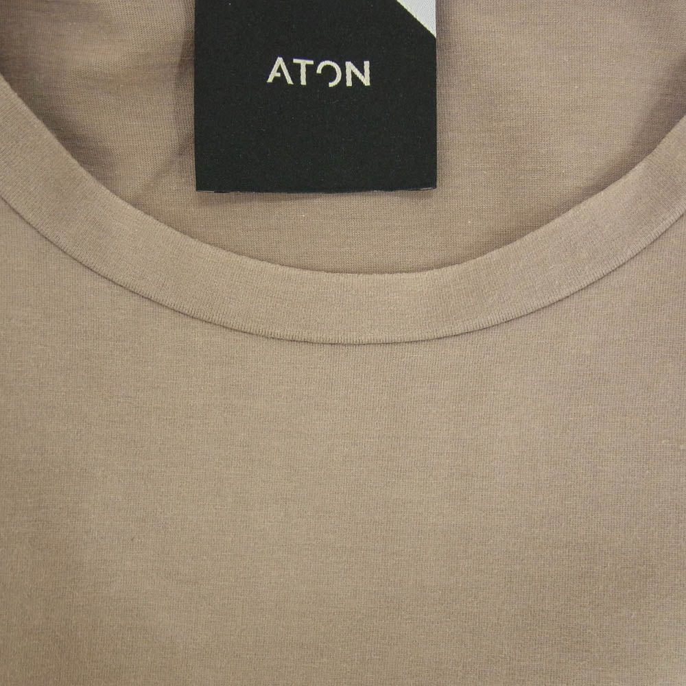 ATON エイトン KKAGKM0302 SUVIN 60/2 OVERSIZED T-SHIRT オーバーサイズ Tシャツ 半袖カットソー ベージュ ブラウン系 06【中古】