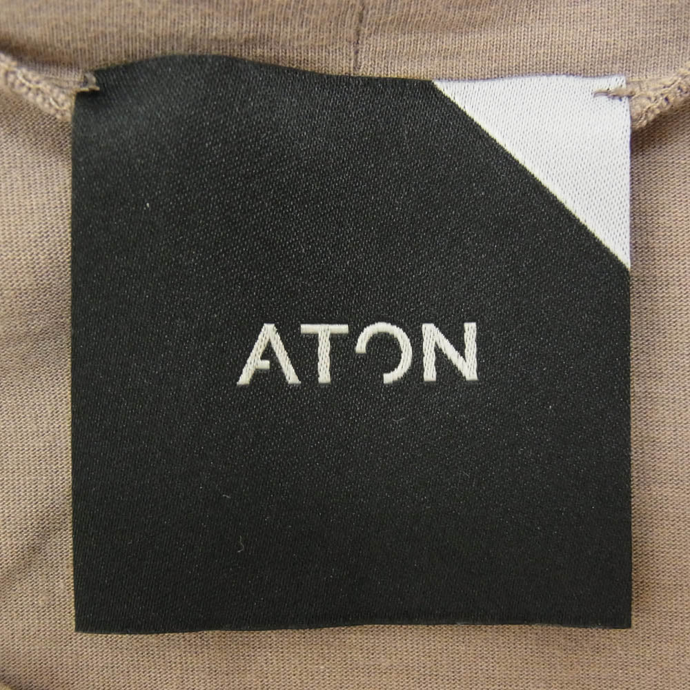 ATON エイトン KKAGKM0302 SUVIN 60/2 OVERSIZED T-SHIRT オーバーサイズ Tシャツ 半袖カットソー ベージュ ブラウン系 06【中古】