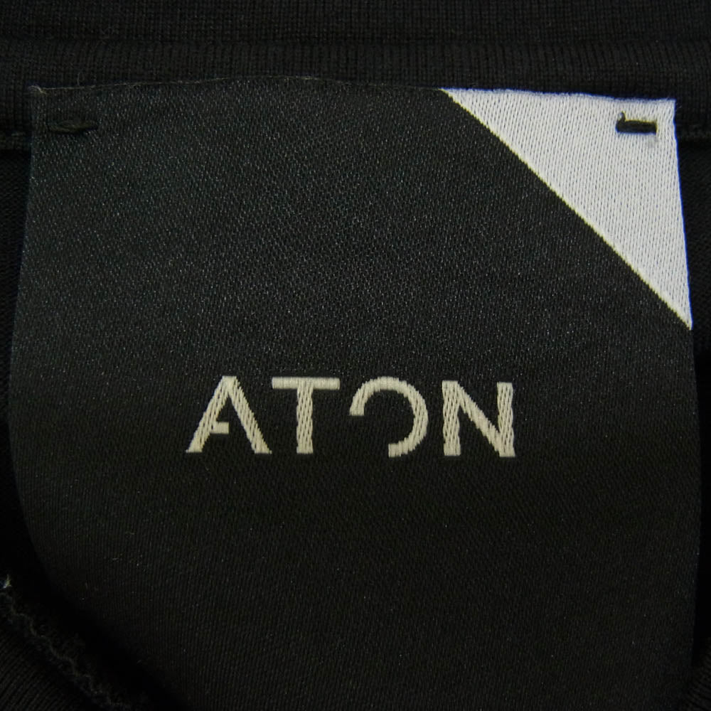 ATON エイトン KKAGYW0702 SUVIN 60/2 OVERSIZED T-SHIRT オーバーサイズ Tシャツ 半袖カットソー ブラック系 02【中古】
