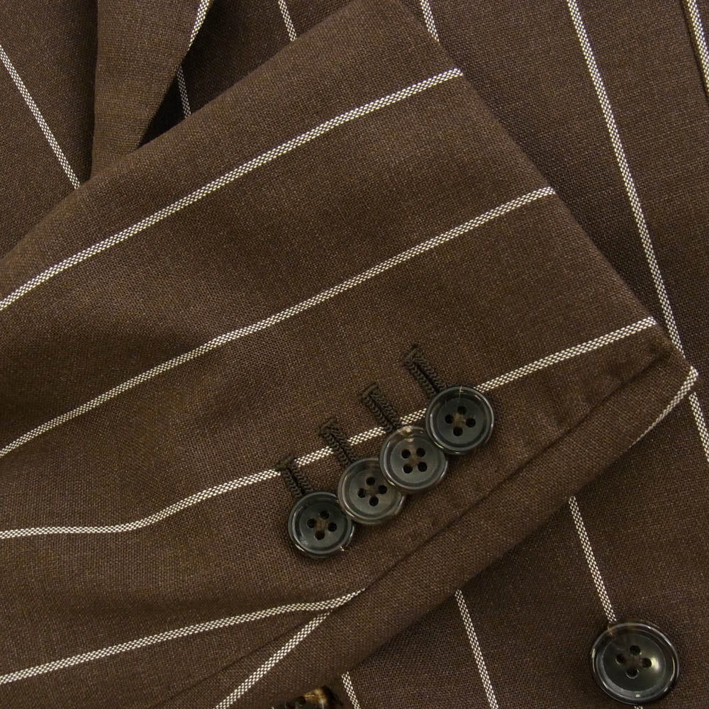 ブリッラ ペル イル グスト 24-17-0635-015 ストライプ柄 セットアップ ダブルブレスト テーラードジャケット 2タック スラックスパンツ ブラウン系 44 上下：44【中古】