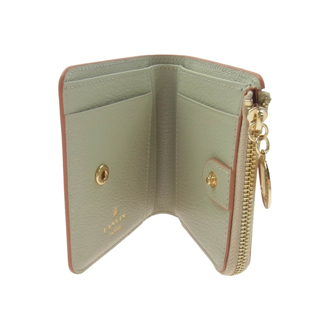 LANVIN en Bleu ランバンオンブルー 483902 リム レザーウォレット 2つ折り財布 グレー系【新古品】【未使用】【中古】