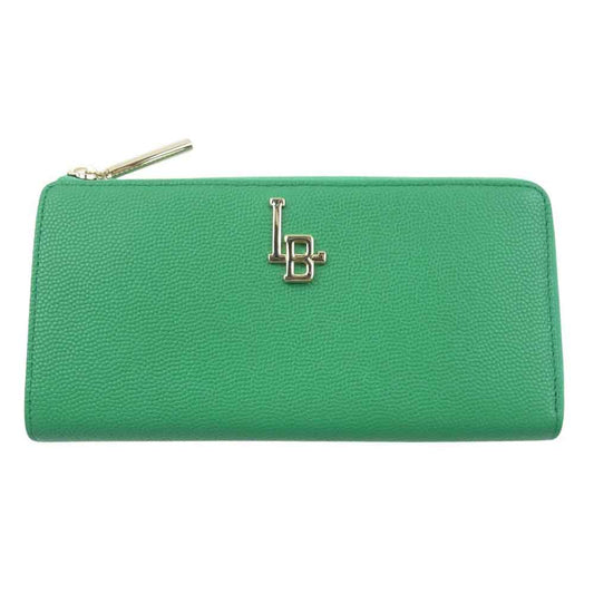 LANVIN en Bleu ランバンオンブルー 484590 エルヴィー ロゴデザイン レザーウォレット 長財布 L字ジップ グリーン系【新古品】【未使用】【中古】
