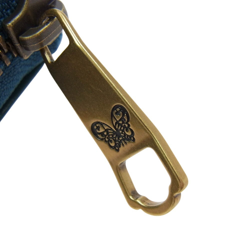 ANNA SUI アナスイ 317830 ブルボン レザーウォレット 長財布 L字ジップ グリーン系【新古品】【未使用】【中古】
