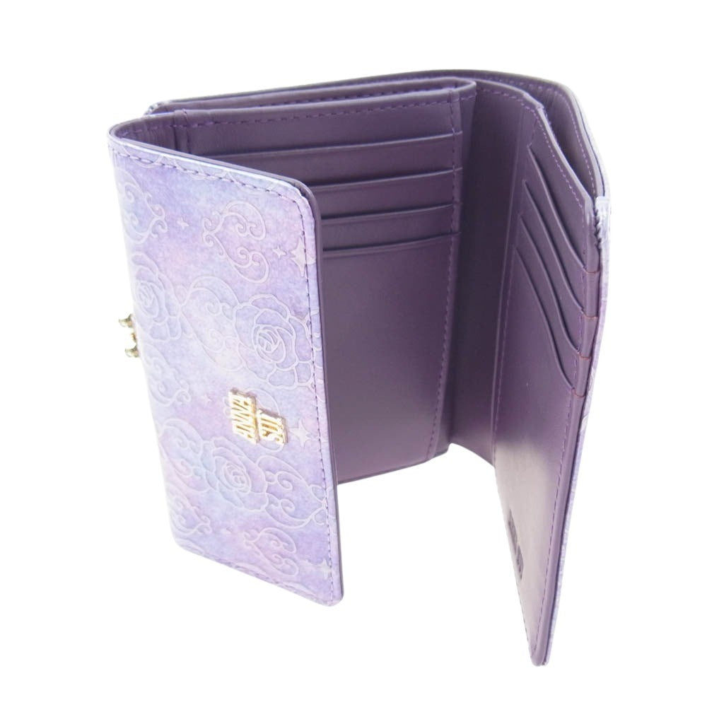 ANNA SUI アナスイ 317985 ローズハート 2つ折り レザーウォレット 財布 がま口 パープル系【新古品】【未使用】【中古】