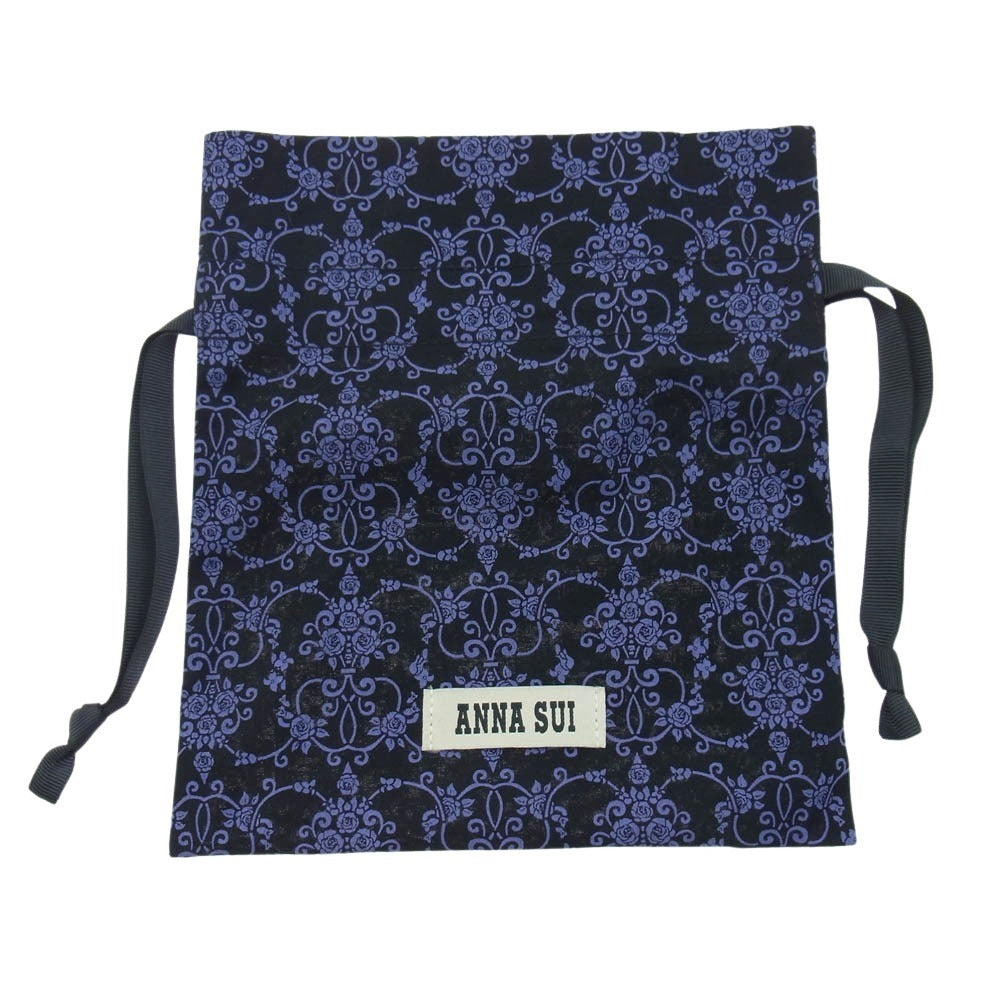 ANNA SUI アナスイ 316112 セルパン 2つ折り レザーウォレット 財布 がま口 ブラック系【新古品】【未使用】【中古】