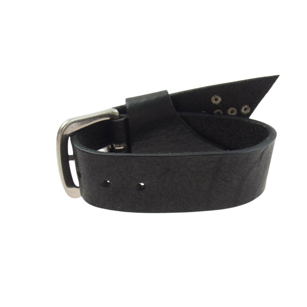 NO ID. ノーアイディ スタッズ付き レザー ベルト ブレスレット ブラック系 シルバー系【中古】