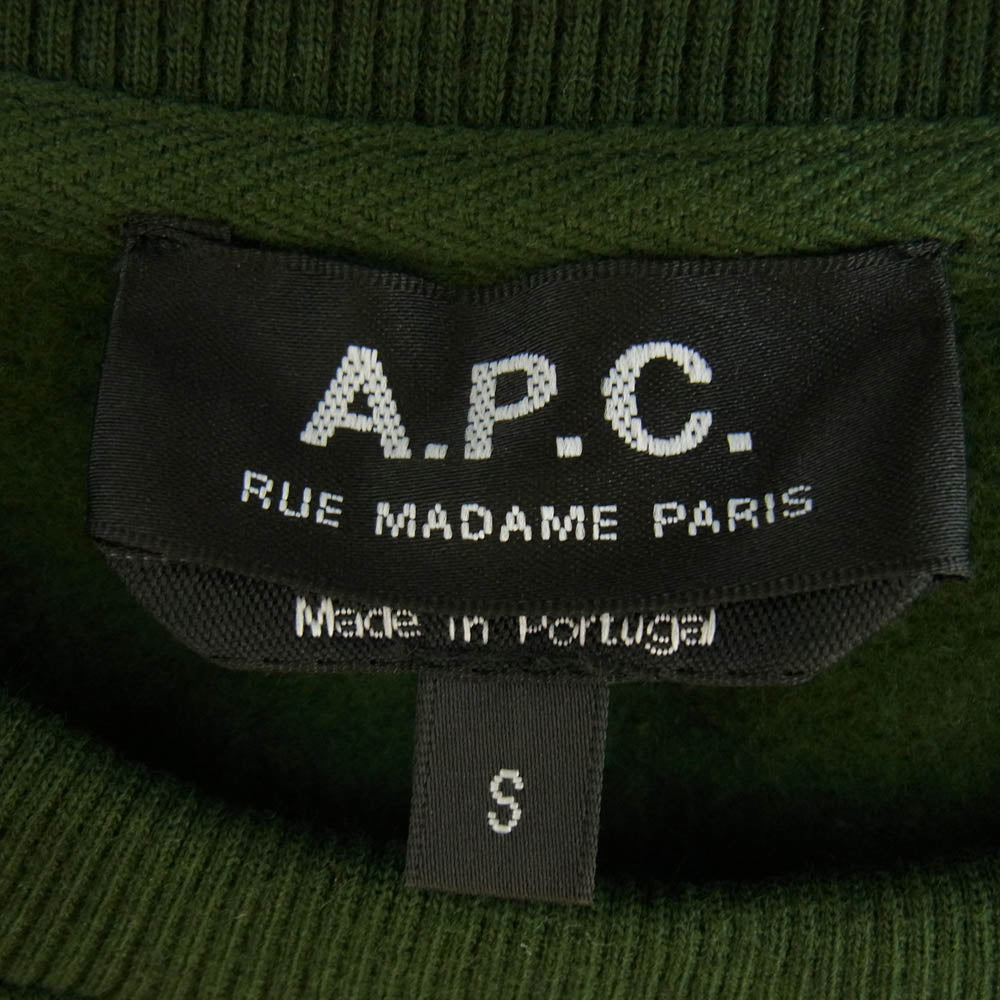 A.P.C. アーペーセー クルーネック コットン スウェット グリーン系 S【中古】