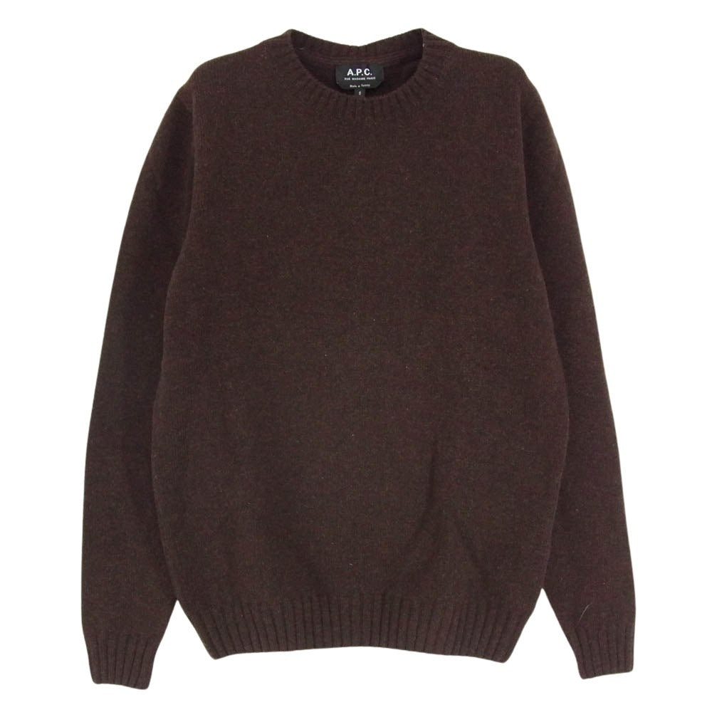 A.P.C. アーペーセー 1110321 クルーネック マルチカラー ウールニット セーター ブラウン系 S【中古】
