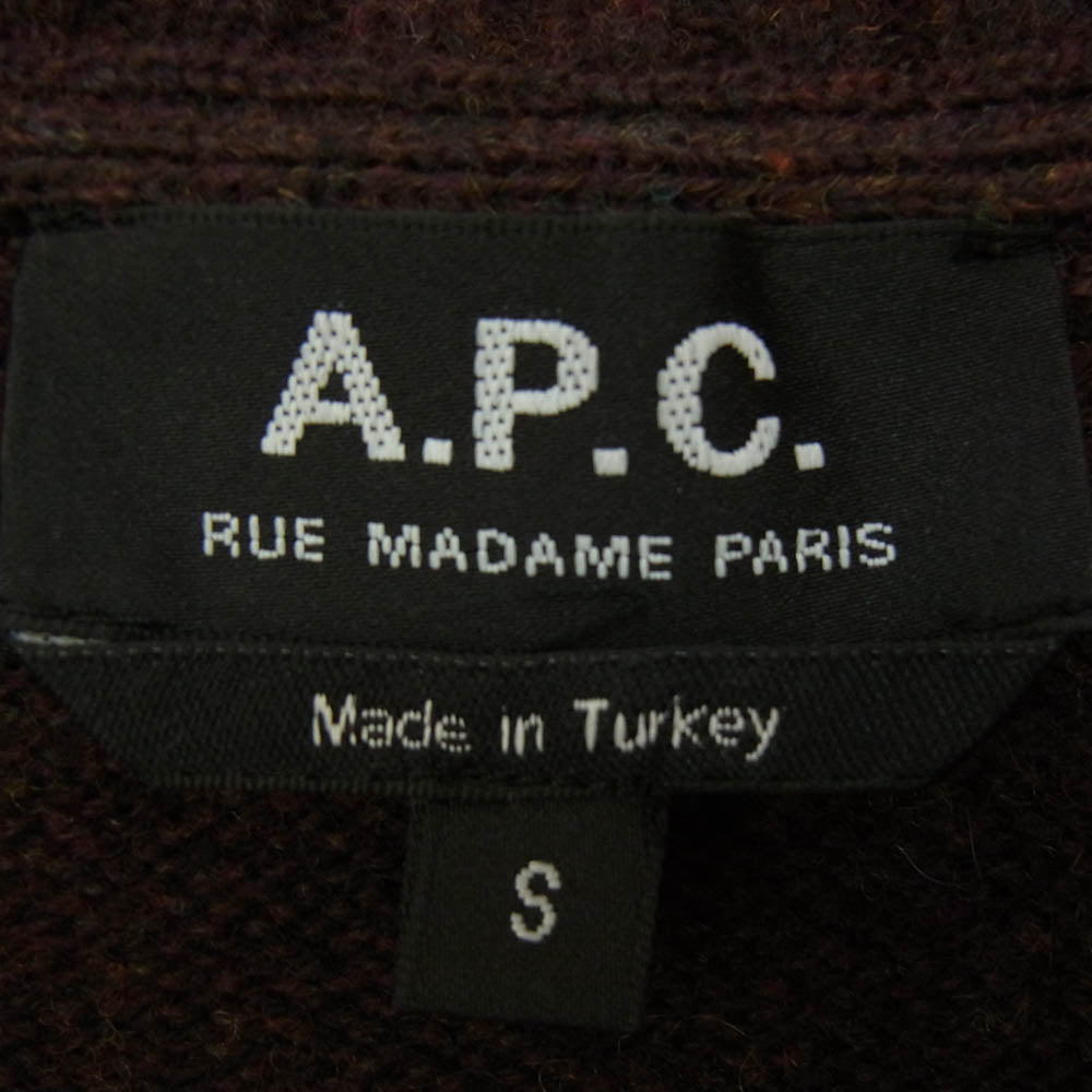 A.P.C. アーペーセー 1110321 クルーネック マルチカラー ウールニット セーター ブラウン系 S【中古】
