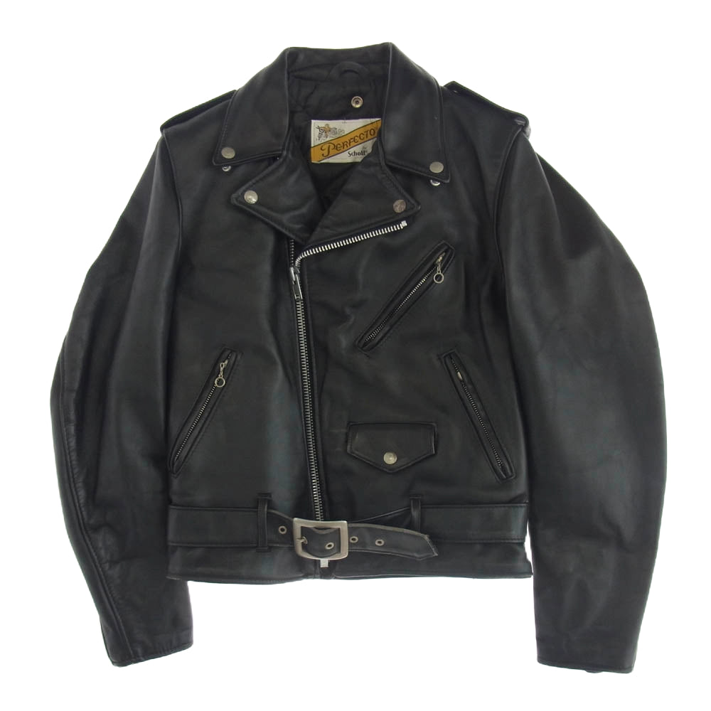 schott ショット USA製 バイカータグ 618 レザー ダブルライダース ジャケット ブラック系 36【中古】