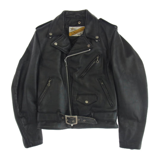 schott ショット USA製 バイカータグ 618 レザー ダブルライダース ジャケット ブラック系 36【中古】
