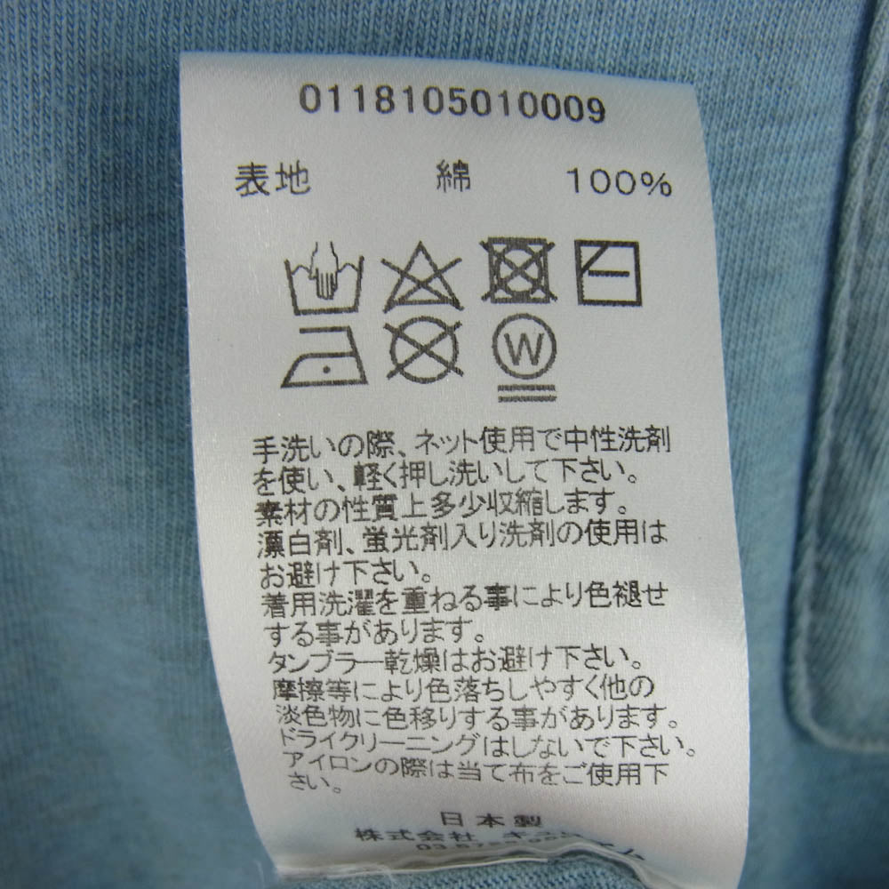 VISVIM ビズビム 18SS 0118105010009 JUMBO TEE S/S (N.D.) 藍染 半袖 ポケット Tシャツ ライトブルー系 2【中古】