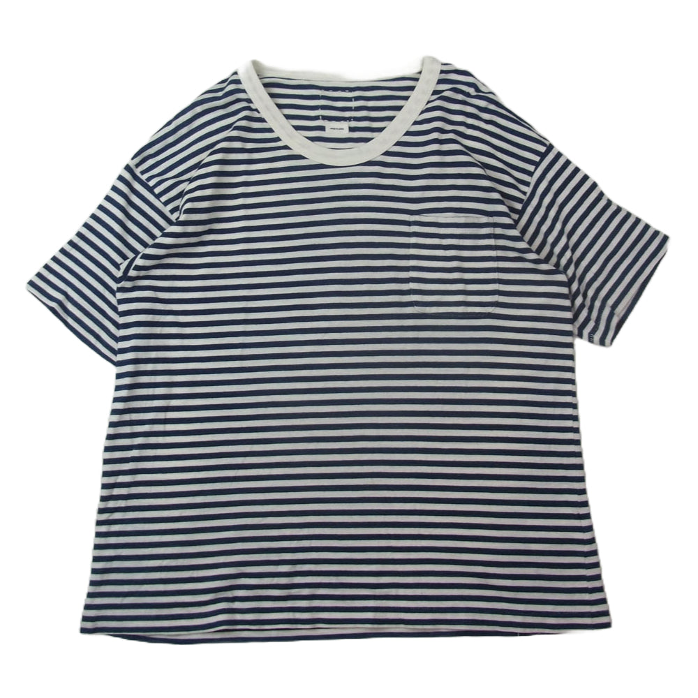 VISVIM ビズビム 18SS 0118205010032 JUMBO TEE S/S BORDER INDIGO ジャンボ ボーダー 半袖 Tシャツ カシミヤ インディゴ 先染め ボーダー 天竺 ホワイト系 ネイビー系 2【中古】