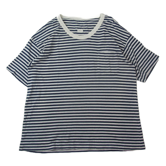 VISVIM ビズビム 18SS 0118205010032 JUMBO TEE S/S BORDER INDIGO ジャンボ ボーダー 半袖 Tシャツ カシミヤ インディゴ 先染め ボーダー 天竺 ホワイト系 ネイビー系 2【中古】