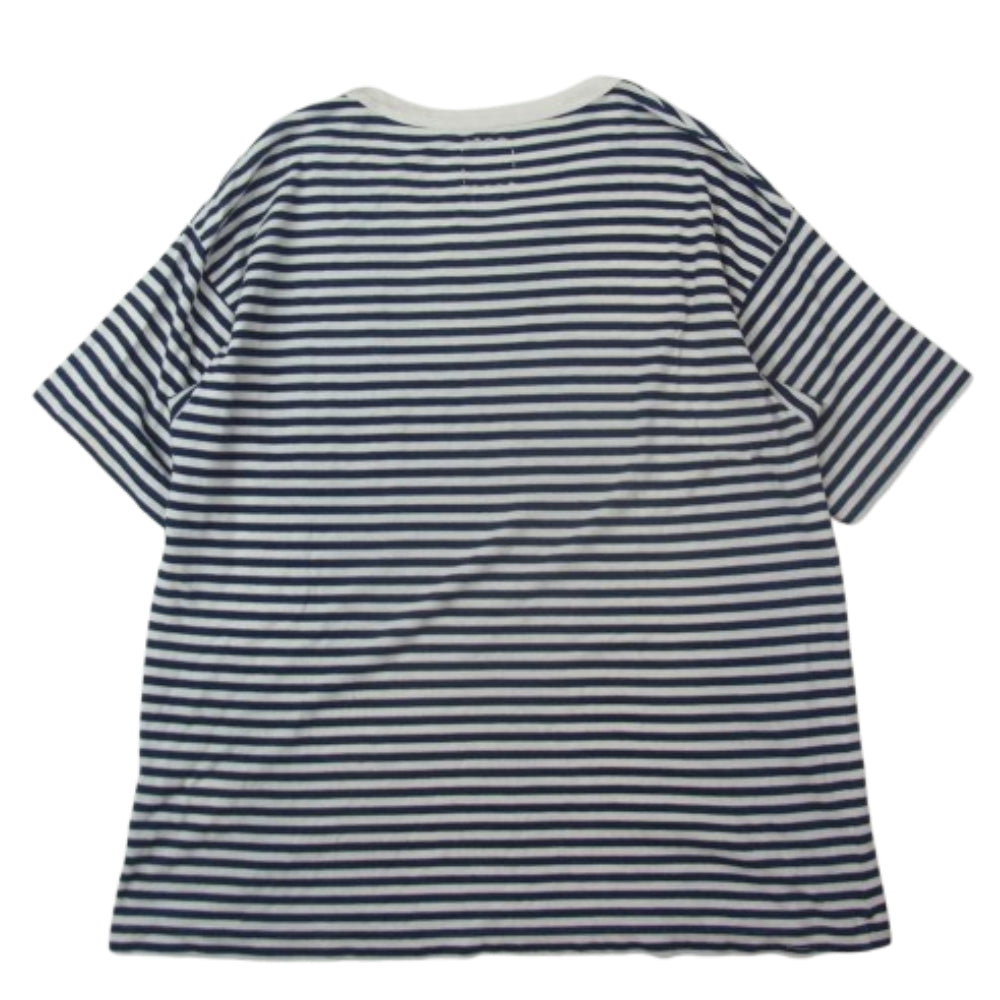 VISVIM ビズビム 18SS 0118205010032 JUMBO TEE S/S BORDER INDIGO ジャンボ ボーダー 半袖 Tシャツ カシミヤ インディゴ 先染め ボーダー 天竺 ホワイト系 ネイビー系 2【中古】