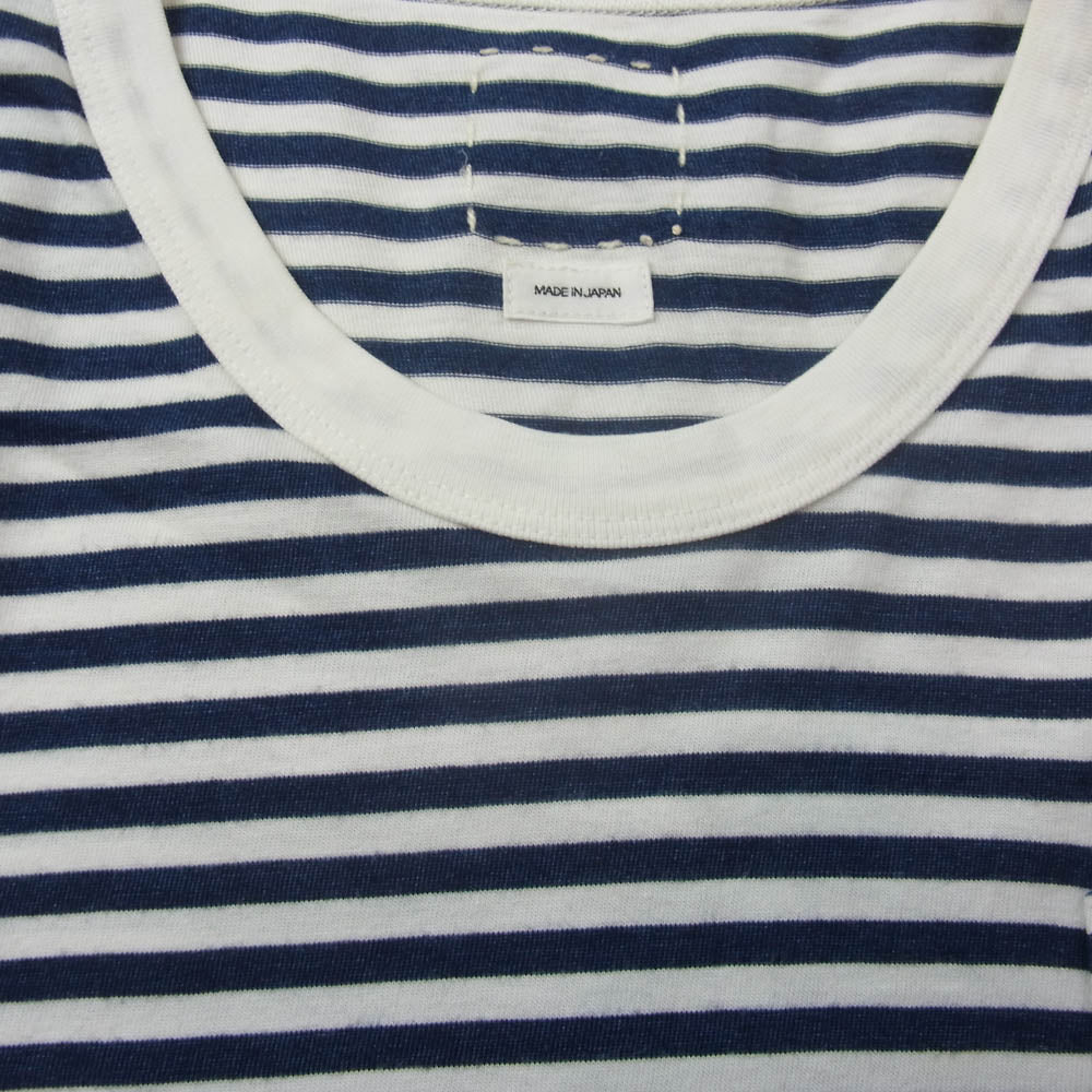 VISVIM ビズビム 18SS 0118205010032 JUMBO TEE S/S BORDER INDIGO ジャンボ ボーダー 半袖 Tシャツ カシミヤ インディゴ 先染め ボーダー 天竺 ホワイト系 ネイビー系 2【中古】