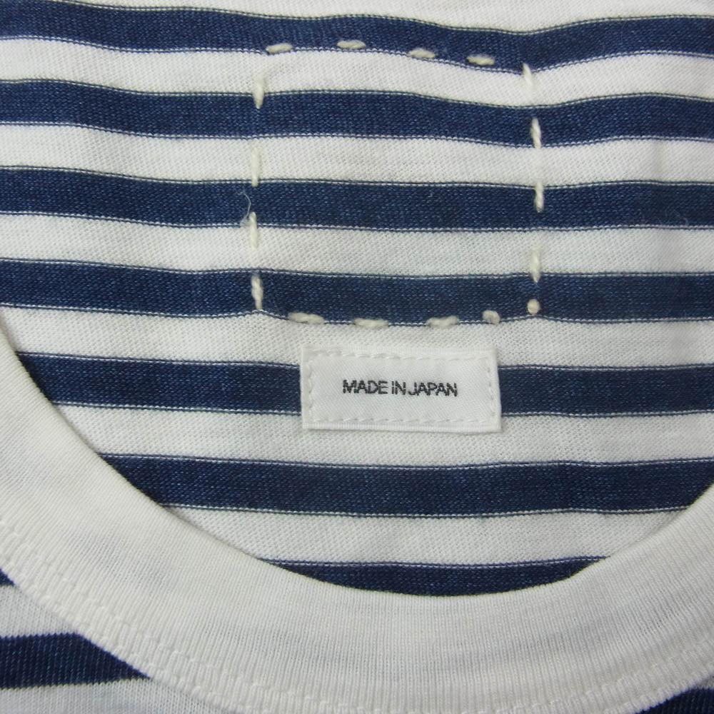 VISVIM ビズビム 18SS 0118205010032 JUMBO TEE S/S BORDER INDIGO ジャンボ ボーダー 半袖 Tシャツ カシミヤ インディゴ 先染め ボーダー 天竺 ホワイト系 ネイビー系 2【中古】