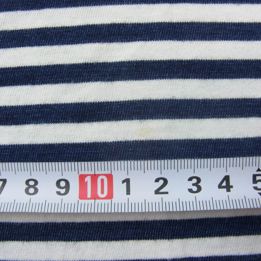 VISVIM ビズビム 18SS 0118205010032 JUMBO TEE S/S BORDER INDIGO ジャンボ ボーダー 半袖 Tシャツ カシミヤ インディゴ 先染め ボーダー 天竺 ホワイト系 ネイビー系 2【中古】