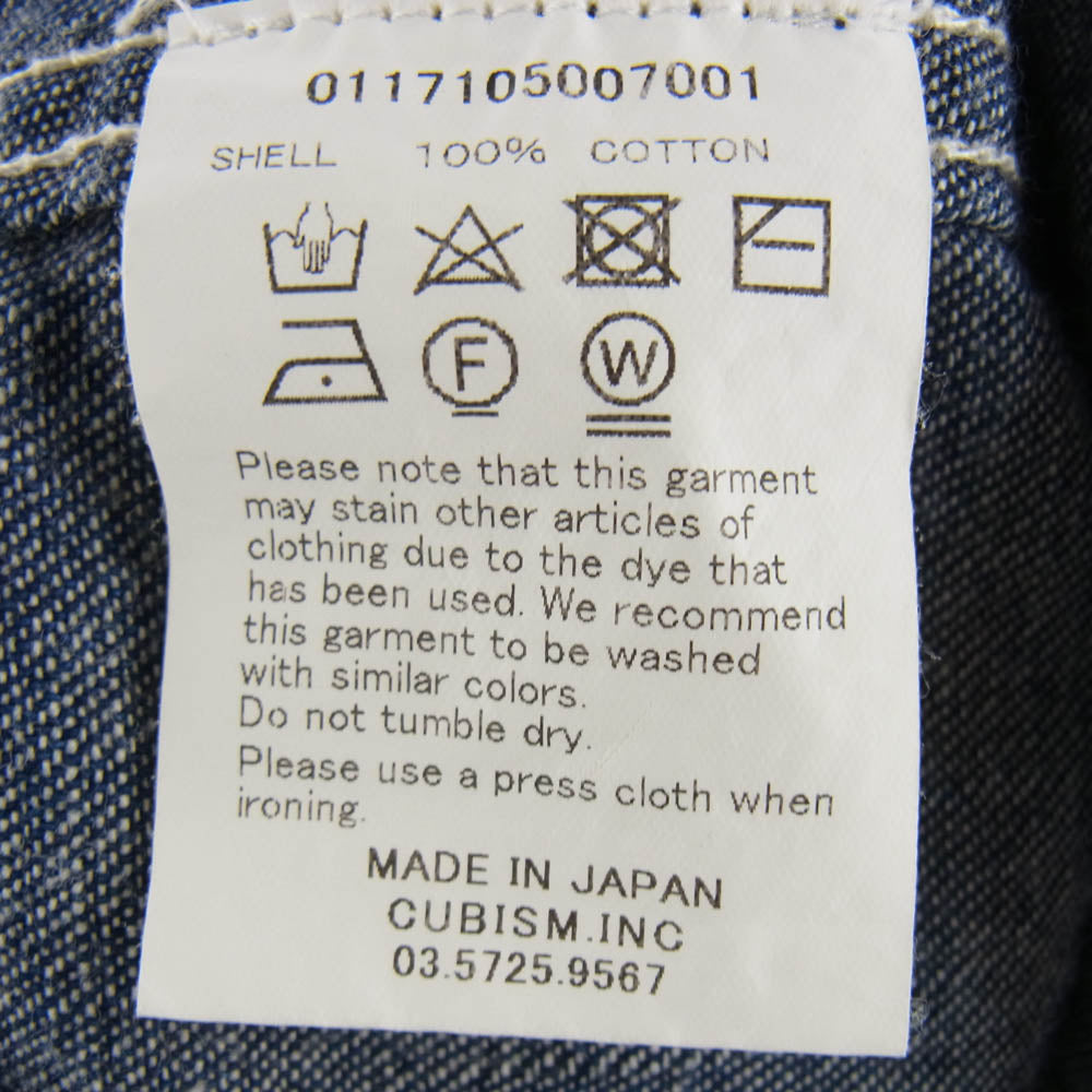 VISVIM ビズビム 17SS 0117105007001 SOCIAL SCULPTURE SHIRT スカルプチャー デニム 長袖 シャツ インディゴ インディゴブルー系 2【中古】