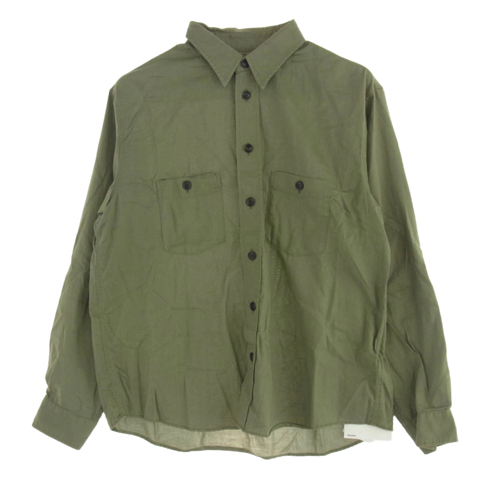 VISVIM ビズビム 19SS 0119105011016 USM ALBACORE SHIRT L/S COLLAGE エルボー パッチ 長袖 シャツ カーキ系 2【中古】