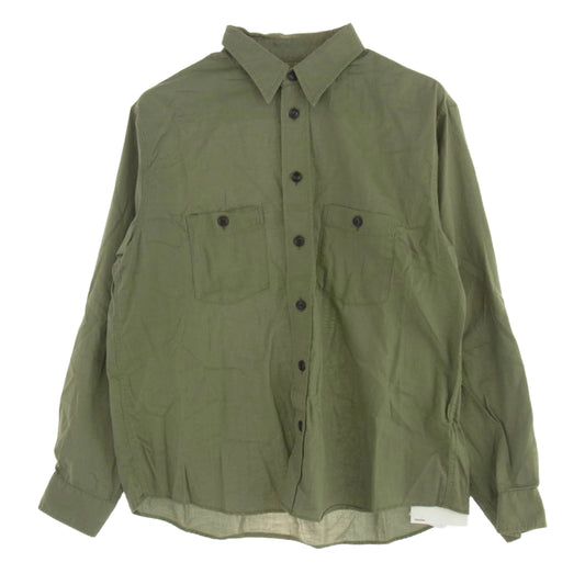 VISVIM ビズビム 19SS 0119105011016 USM ALBACORE SHIRT L/S COLLAGE エルボー パッチ 長袖 シャツ カーキ系 2【中古】