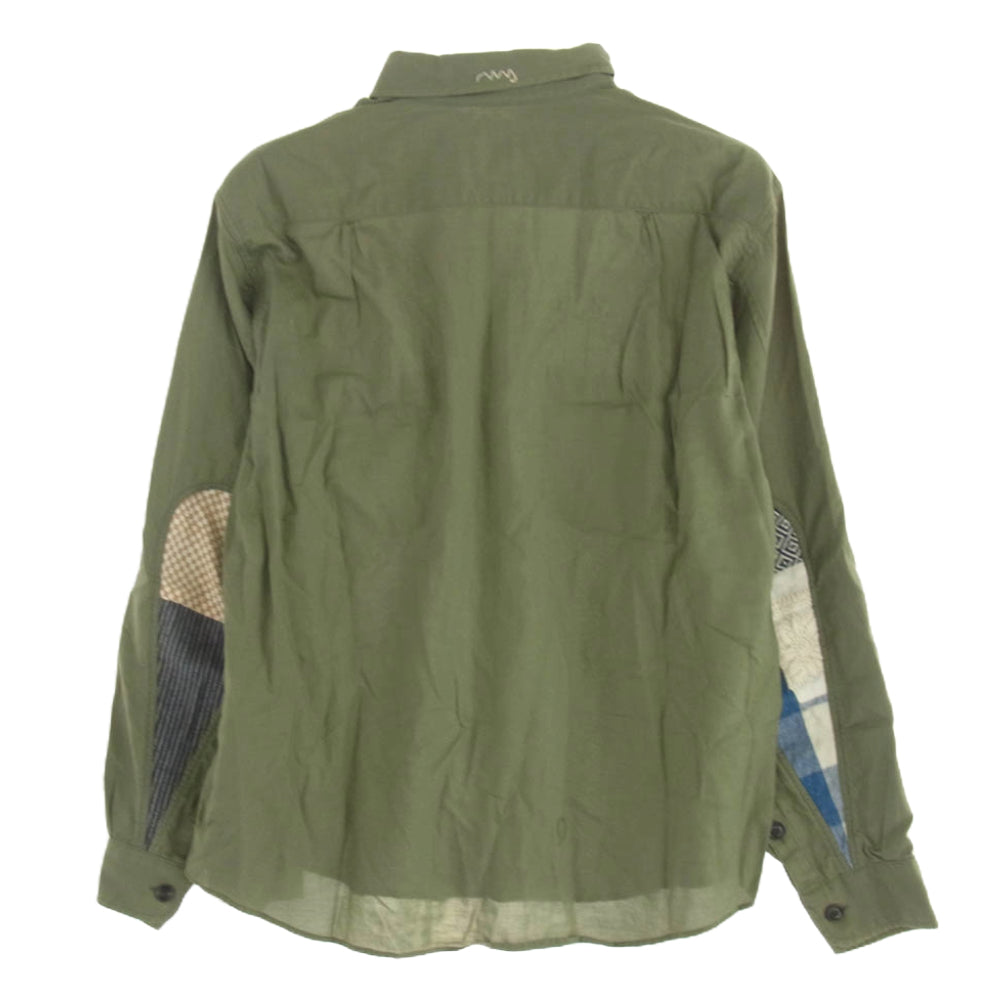 VISVIM ビズビム 19SS 0119105011016 USM ALBACORE SHIRT L/S COLLAGE エルボー パッチ 長袖 シャツ カーキ系 2【中古】