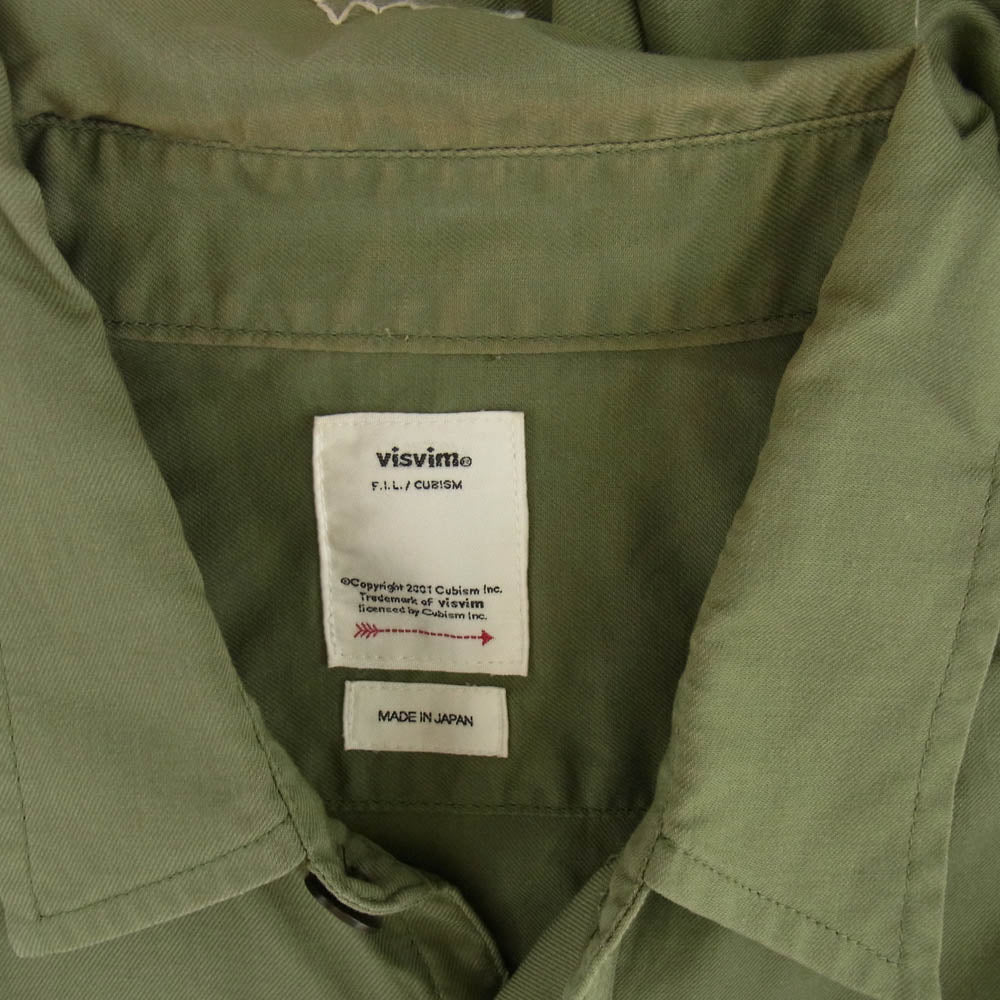 VISVIM ビズビム 19SS 0119105011016 USM ALBACORE SHIRT L/S COLLAGE エルボー パッチ 長袖 シャツ カーキ系 2【中古】