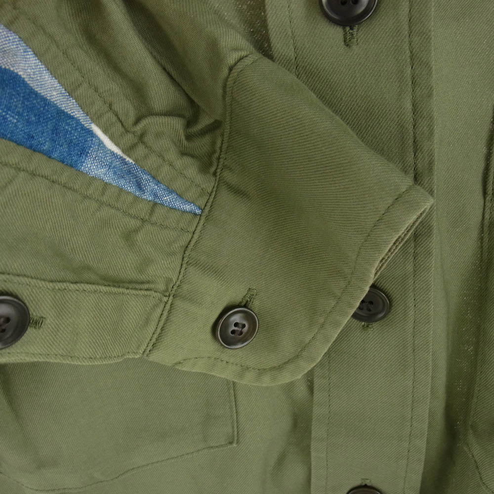 VISVIM ビズビム 19SS 0119105011016 USM ALBACORE SHIRT L/S COLLAGE エルボー パッチ 長袖 シャツ カーキ系 2【中古】