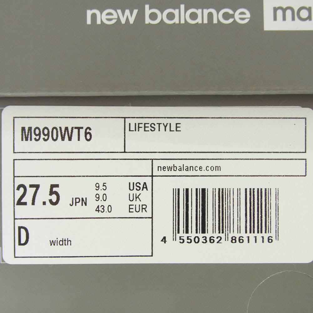 WTAPS ダブルタップス M990WT6 フェイクバスターズ鑑定済 New Balance ニューバランス 990V6 スエード メッシュ スニーカー グレー系 27.5cm【中古】