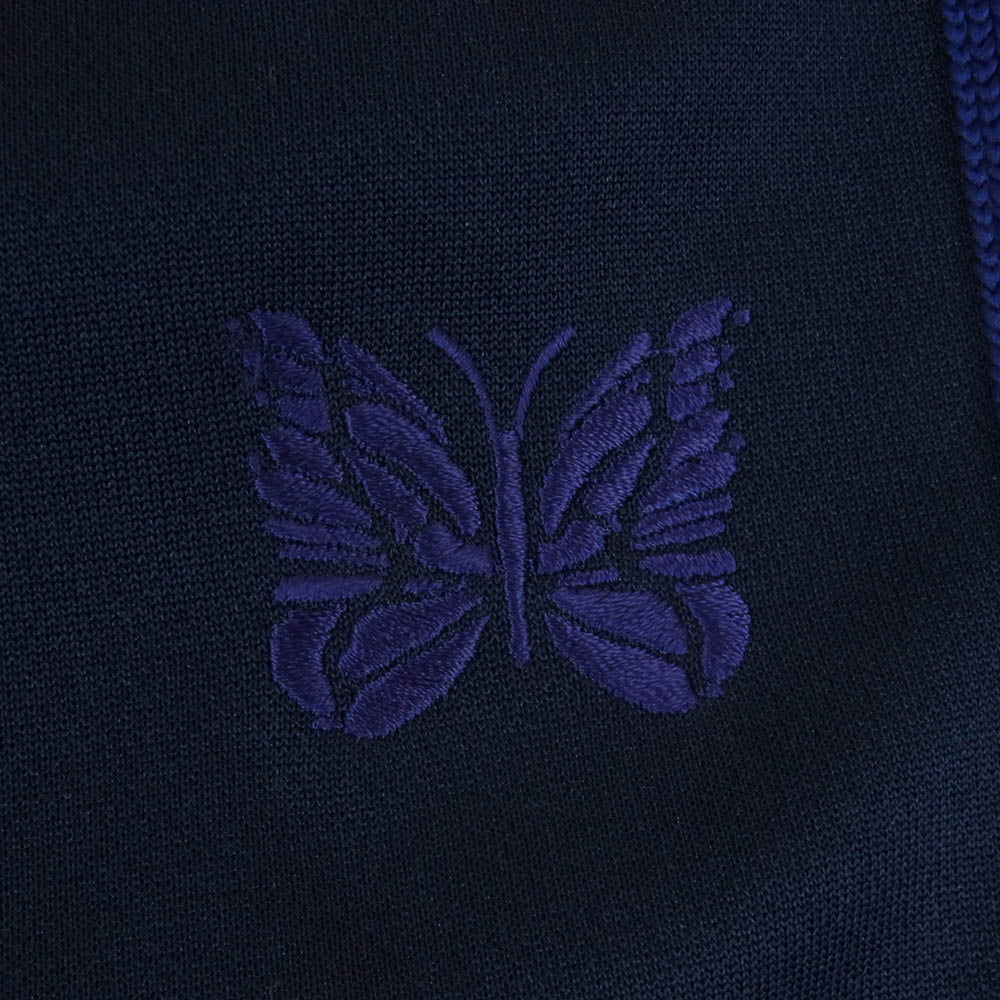 Needles ニードルス 23AW NS246 TRACK PANTS POLY SMOOTH パピヨン刺繍 サイドライン トラック パンツ ジャージ ネイビー系 パープル系 S【中古】