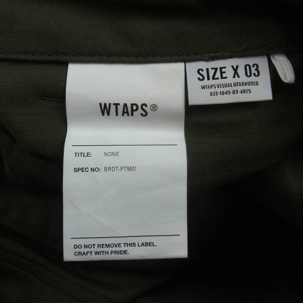 WTAPS ダブルタップス BRDT-PTM01 TROUSERS COTTON SATIN トラウザーズ オリーブドラブ ベイカーパンツ カーキ系 03【中古】