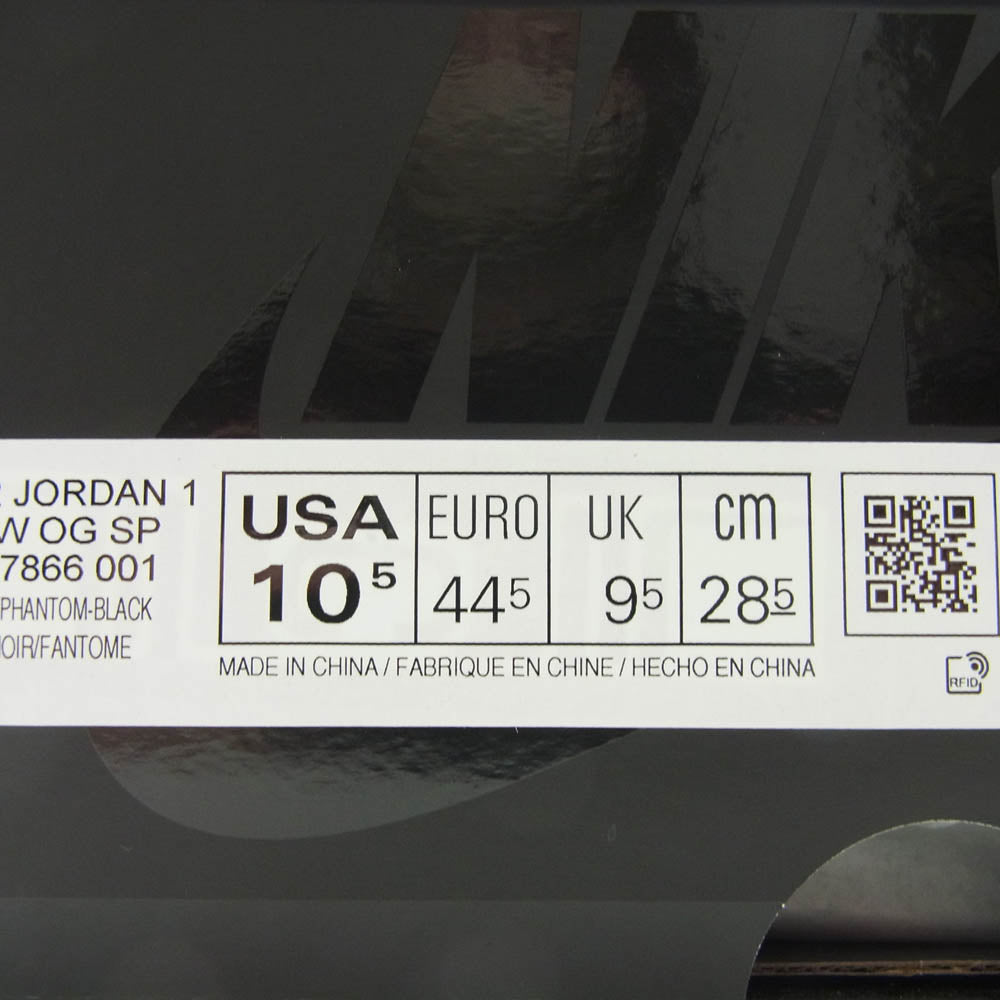 NIKE ナイキ DM7866-001 フェイクバスターズ鑑定済 Travis Scott Air Jordan 1 Low OG SP Black Phantom トラヴィススコット エアジョーダン1 ロー OG SP ブラック ファントム スニーカー ブラック系 28.5cm【新古品】【未使用】【中古】