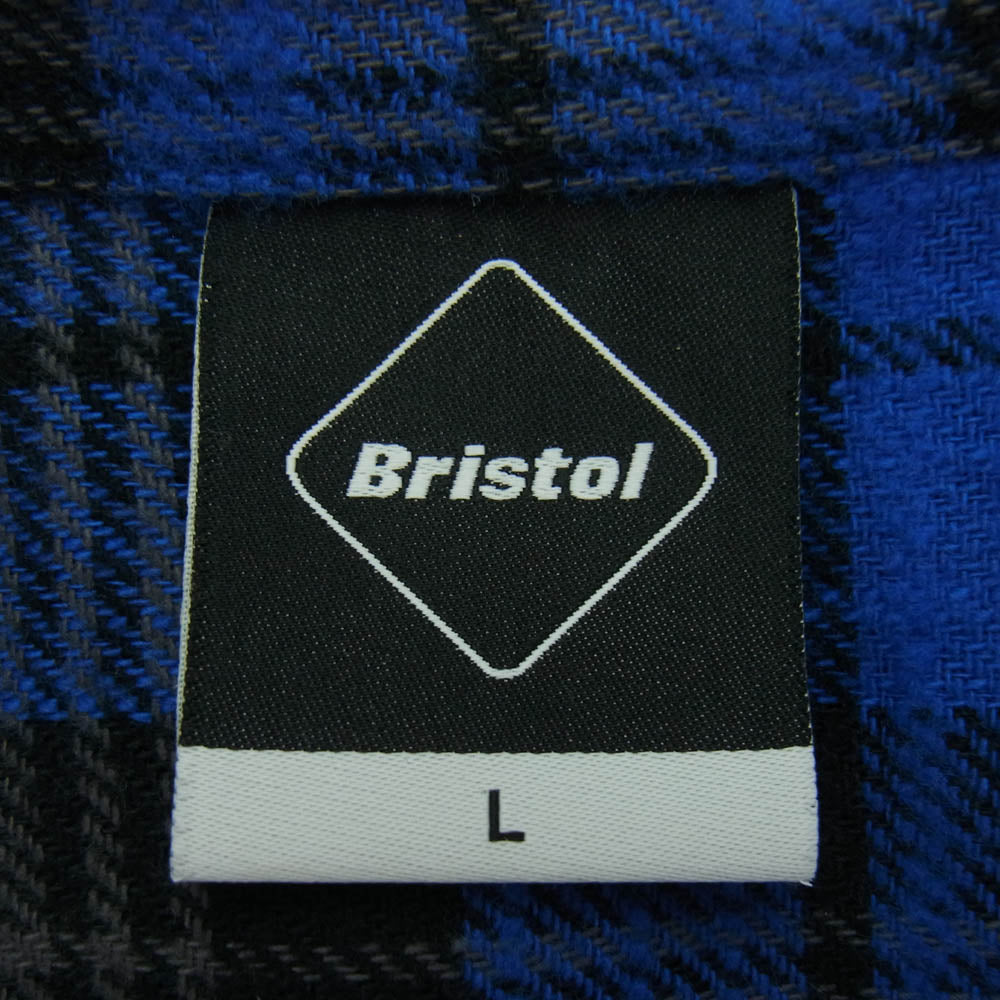 F.C.R.B. エフシーアールビー FCRB-242092 FLANNEL BIG LOGO BAGGY SHIRT(M BLUE) フランネル ビ ッグ ロゴ バギー チェック シャツ L ブルー系 L【中古】