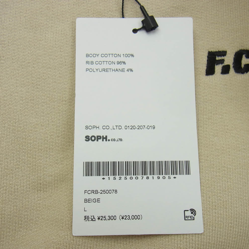 F.C.R.B. エフシーアールビー 25SS FCRB-250078 BIG LOGO CREWNECK BAGGY SWEAT ビッグ ロゴ 刺繍 クルーネック バギー スウェット ベージュ系 L【新古品】【未使用】【中古】