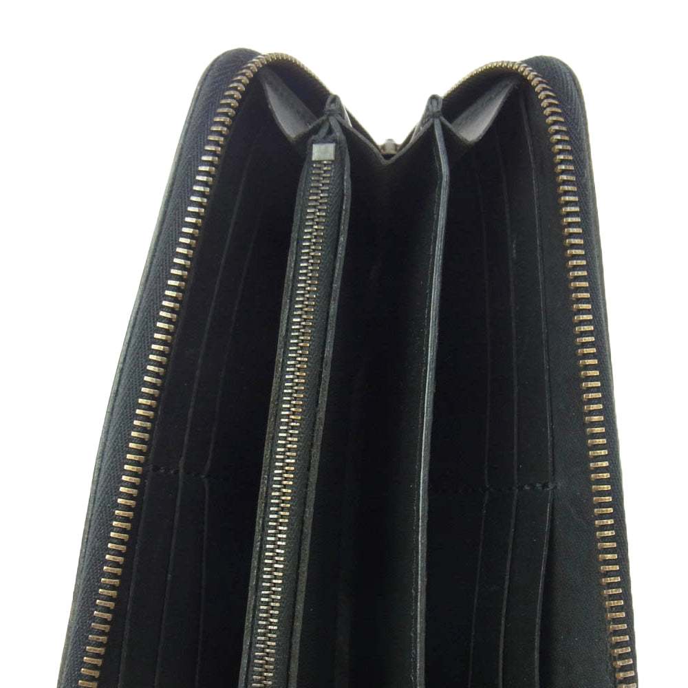 GALCIA ガルシア × BACKLASH バックラッシュ ラウンドジップ レザーウォレット 長財布 ブラック系【中古】