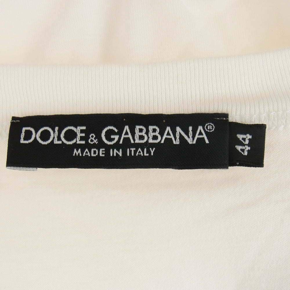 DOLCE&GABBANA ドルチェアンドガッバーナ G8G44G プレート付 Vネック Tシャツ 半袖カットソー オフホワイト系 44【中古】